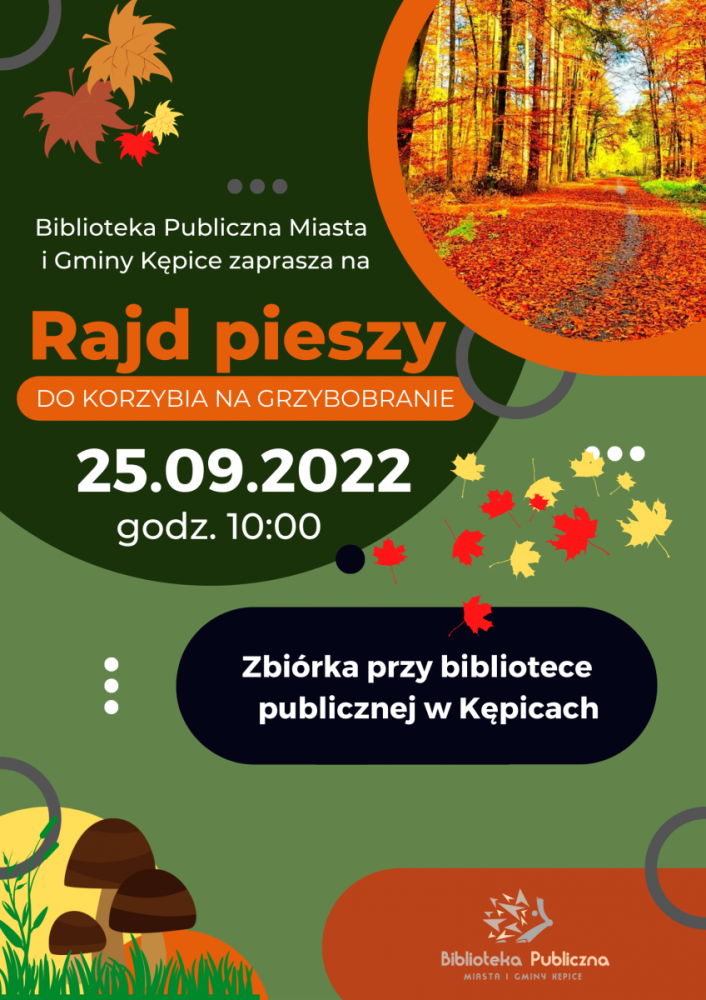 Plakat zapraszający na rajd pieszy do Korzybia